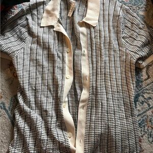 Madewell Men’s Knit Button Up Black and White Shirt